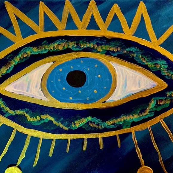 Other - Original 16x20 Canvas Painting - Gold/Blue Eye